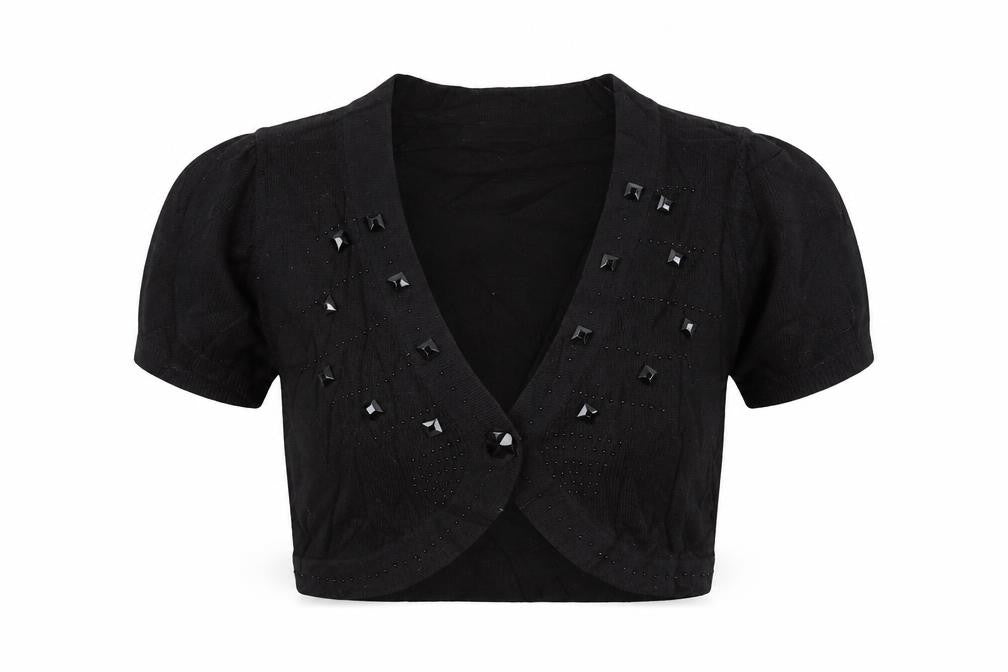 Front view of George women’s black cardigan jumper, size UK 10