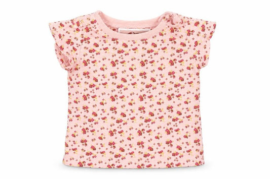 Front view of Next girls’ pink floral basic t-shirt, size 3-6, months