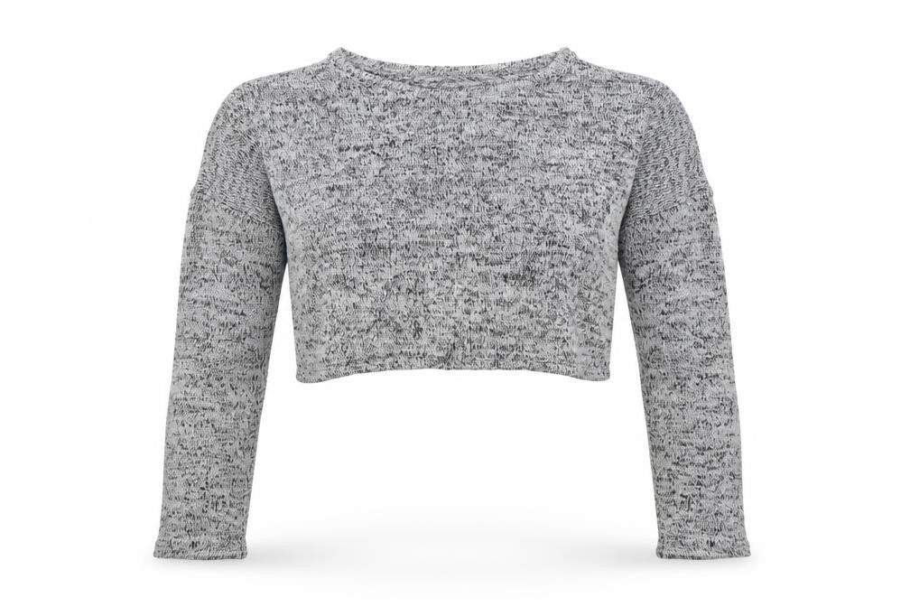 Front view of H&M women’s grey cropped t-shirt, size XS