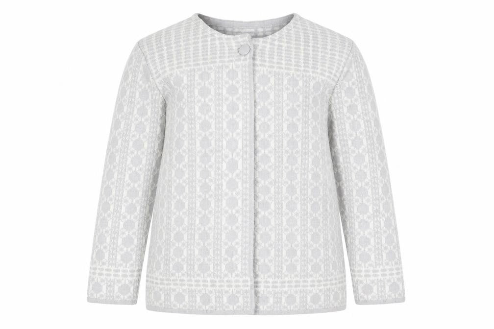 Afibel Womens Grey Geometric  Cardigan Jumper Size 16
