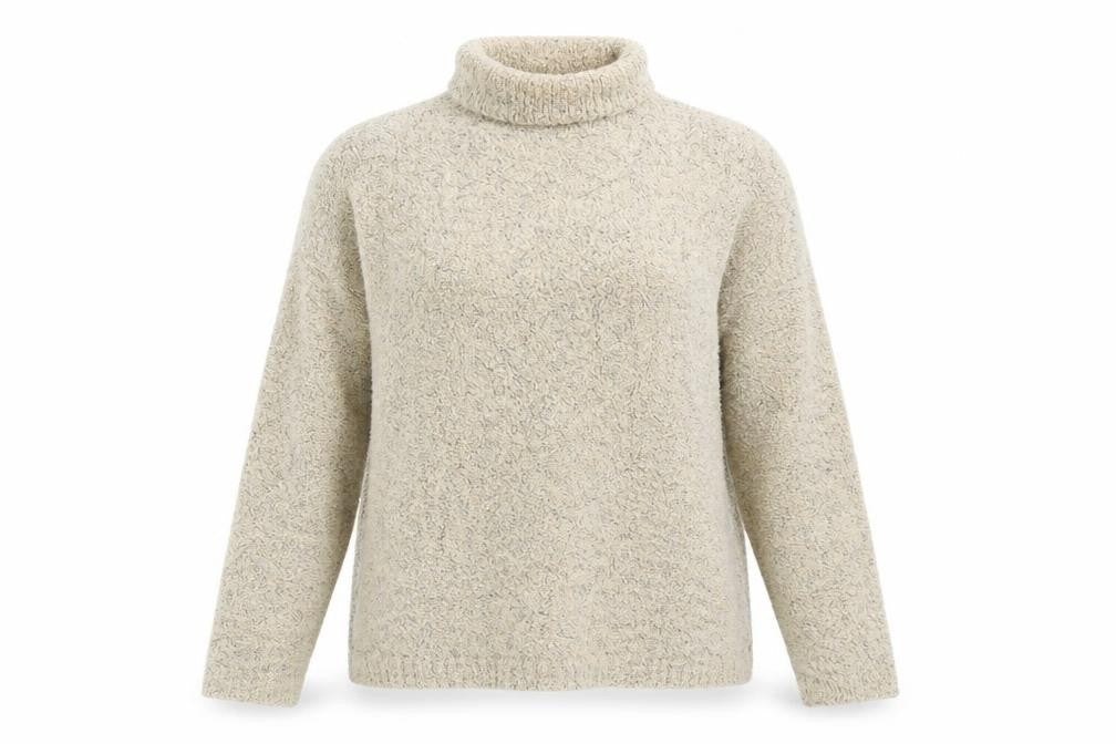 Front view of EWM Classic women’s beige jumper, size UK 10