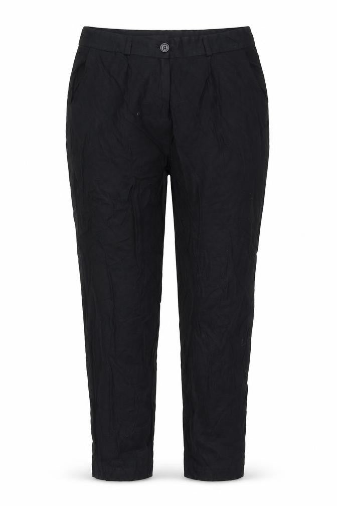 Front view of aeyon women’s blue trousers, size M, 25-inch leg