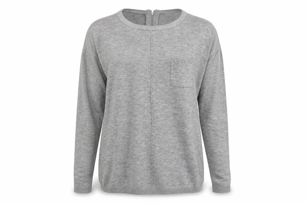 Front view of Next women’s grey knit jumper, size UK 6