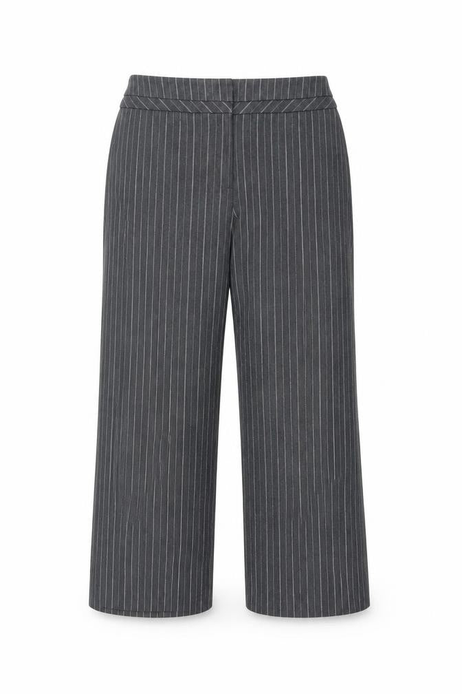 Marks and Spencer Womens Grey Striped  Cropped Trousers Size 6 L21 in