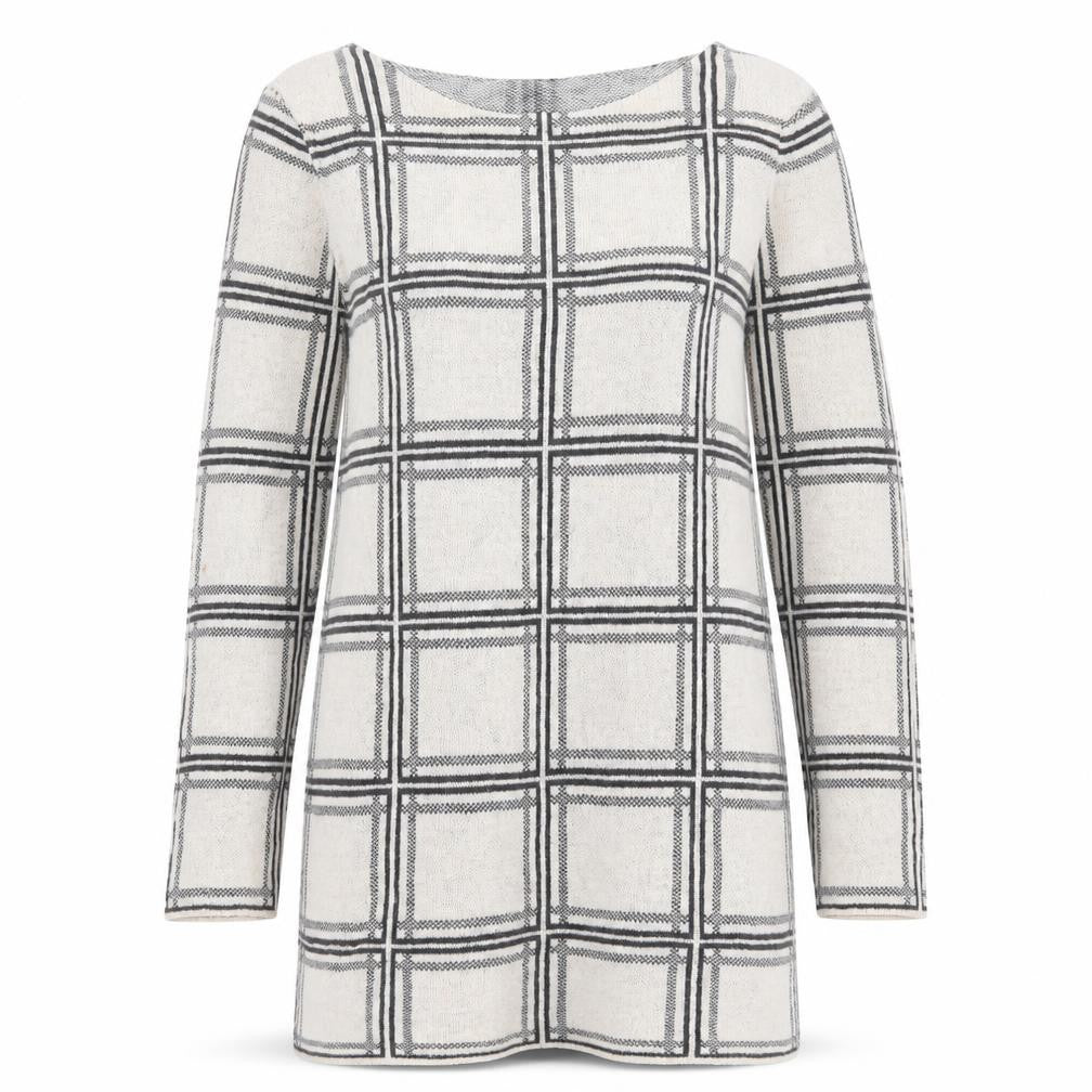 Front view of George women’s beige check jumper, size UK 12