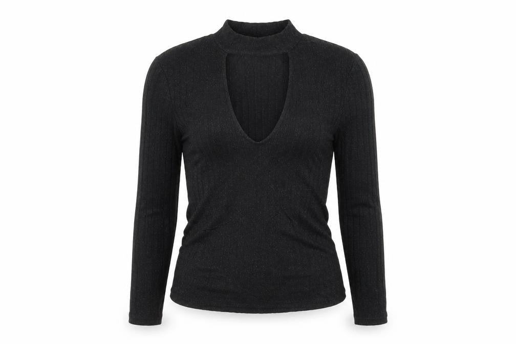Front view of Divided by H&M women’s black basic blouse, size S