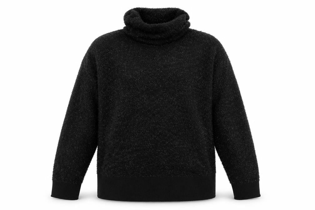 Front view of bluhm collection women’s black jumper, size L