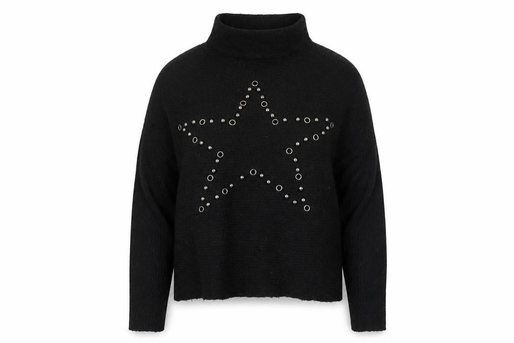 Front view of Peace and Love women’s black jumper, size L