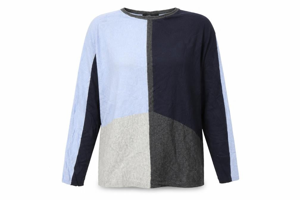 Front view of Leuzzi women’s blue jumper, size UK 10