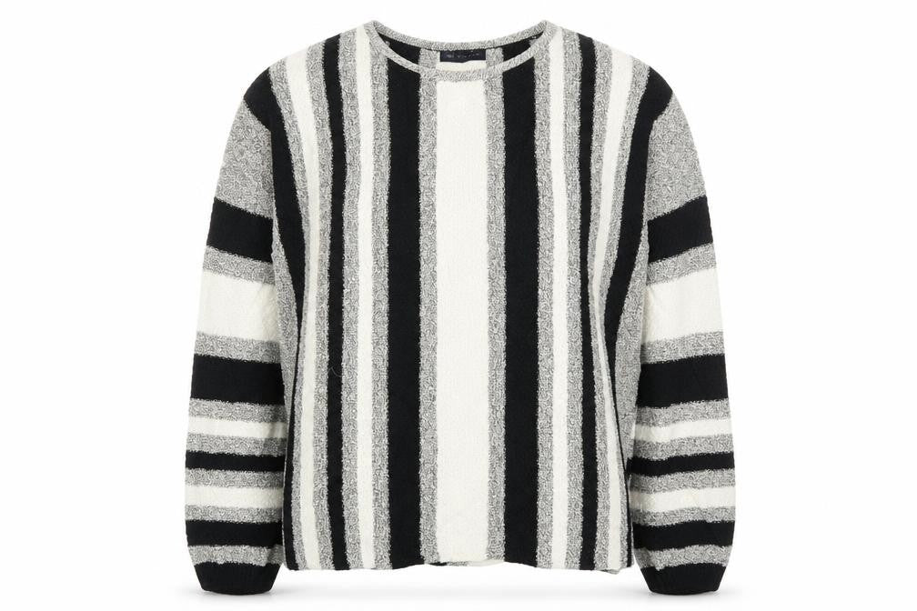 Front view of Marks & Spencer women’s beige striped jumper, size L