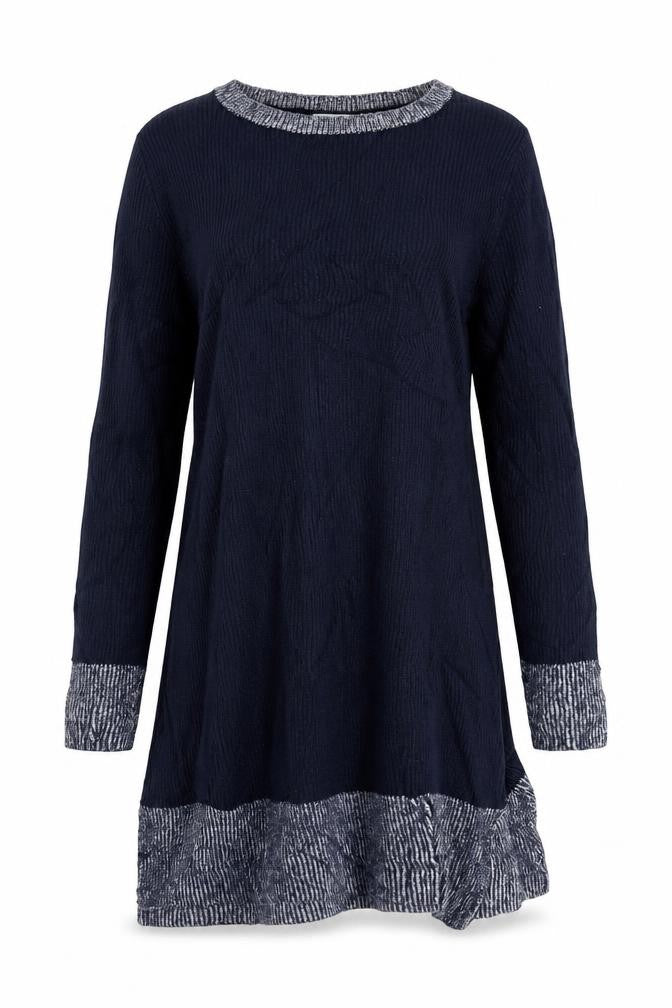 Front view of Halogen women’s blue tunic blouse, size S