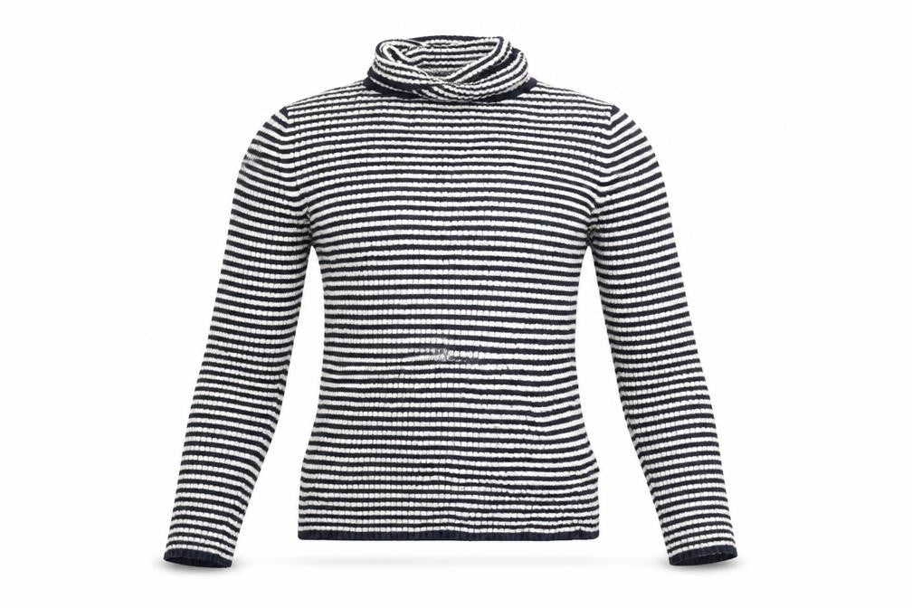 Front view of Next girls’ white striped jumper, size 8, years
