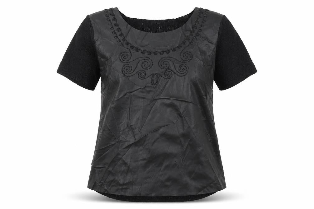 Front view of Next women’s black basic t-shirt, size UK 12