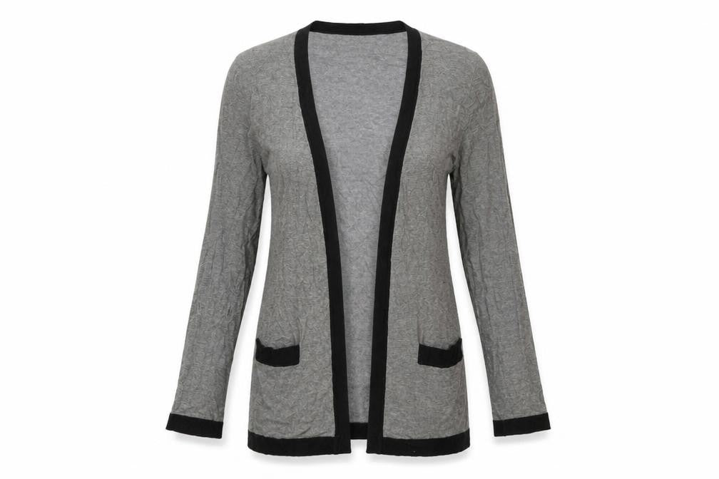 Front view of Next women’s grey wrap jumper, size UK 10