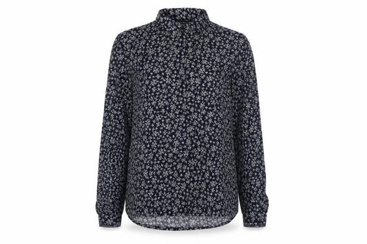 Front view of RESERVED women’s blue basic button-up, size UK 8