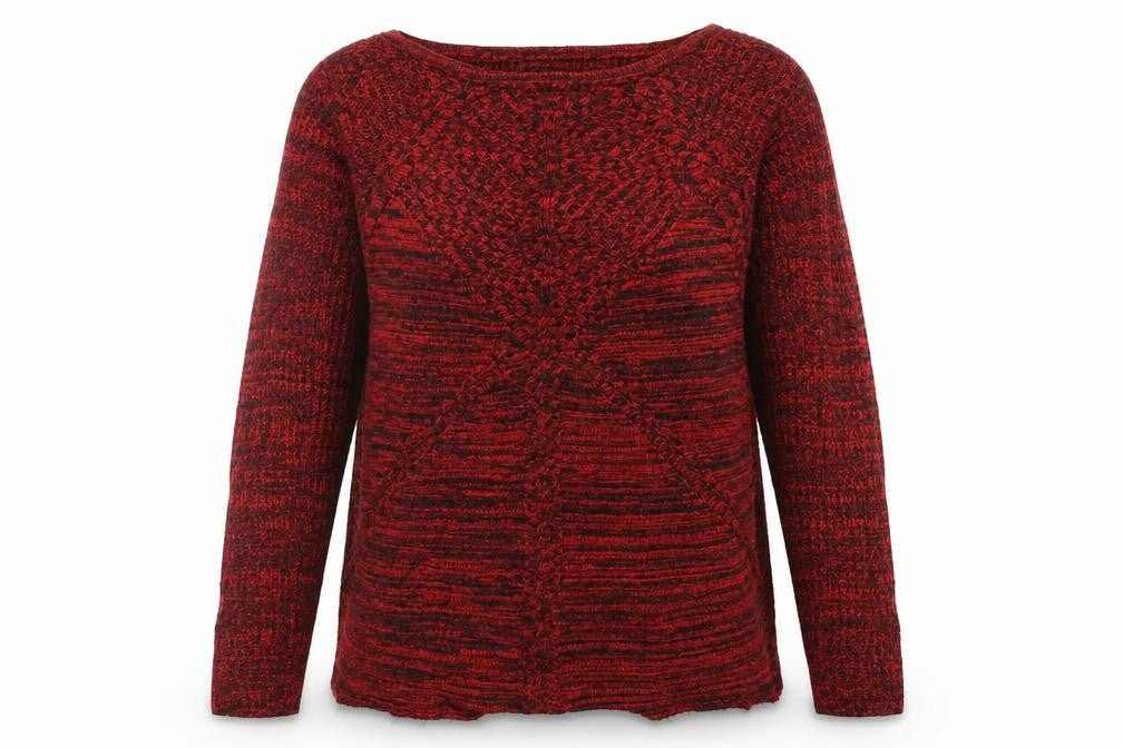 Front view of Design 365 women’s red jumper, size M