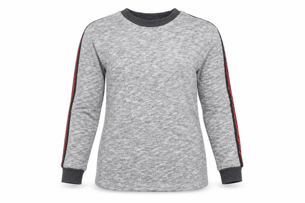 Front view of Peacocks women’s grey geometric jumper, size UK 10
