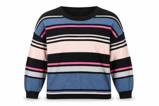 Front view of Divided women’s multicoloured striped jumper, size M