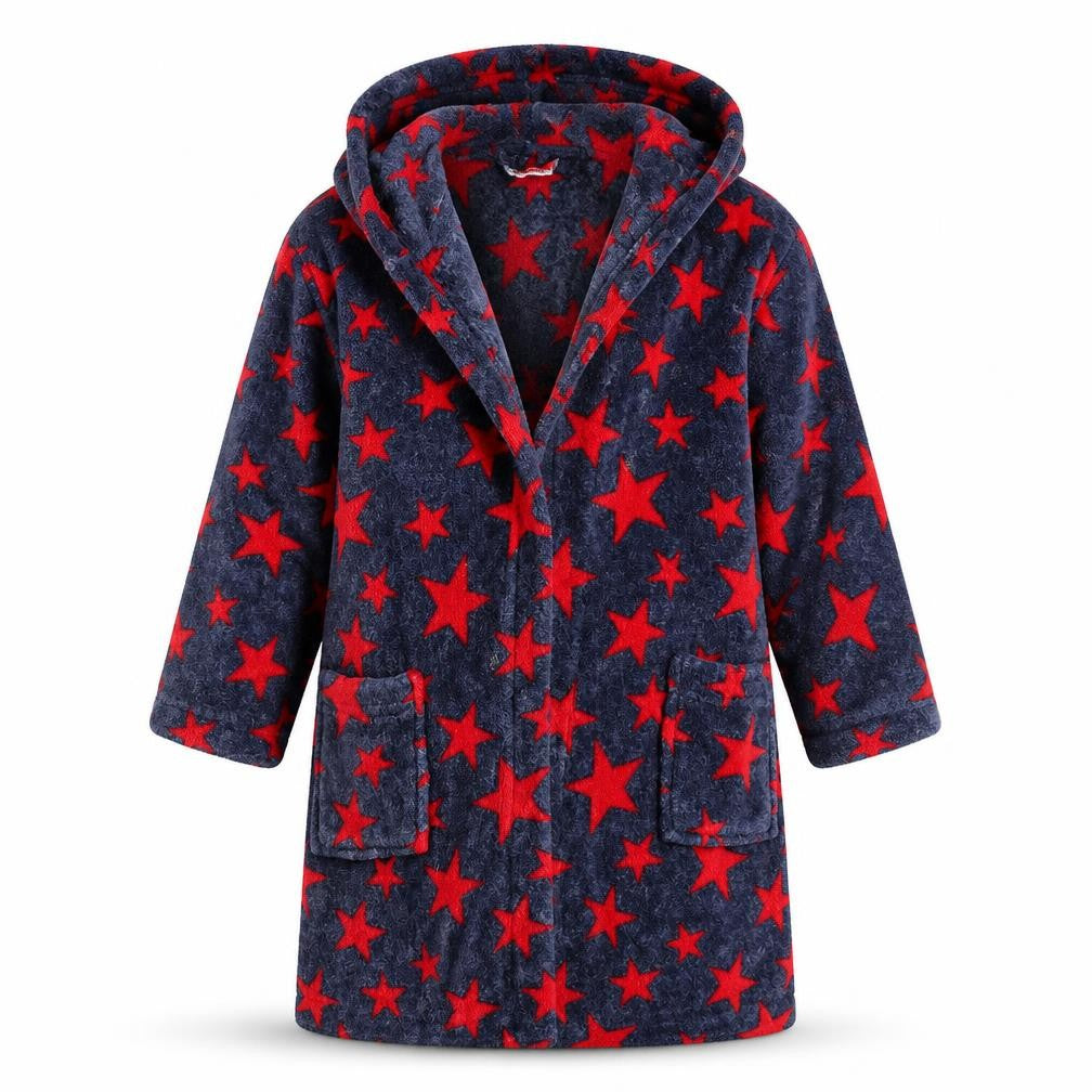 Front view of Blue Zoo boys’ blue solid robe, size 5-6, years