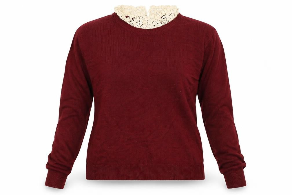 Front view of H&M women’s red jumper, size S