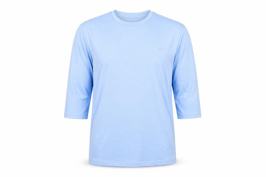Front view of ASOS men’s blue basic t-shirt, size M