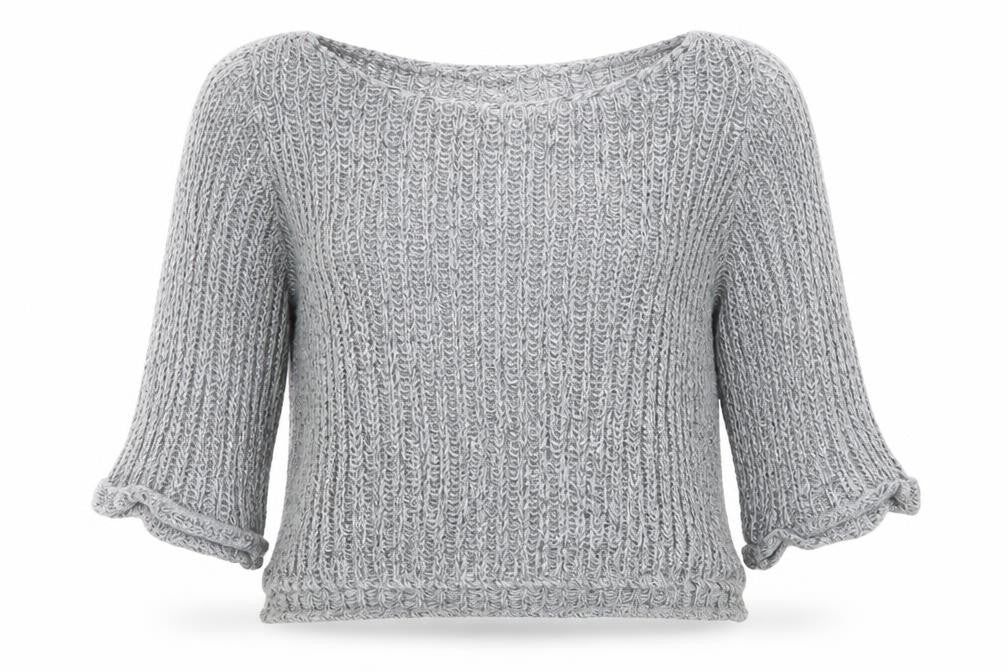 Front view of Topshop women’s grey jumper, size UK 10
