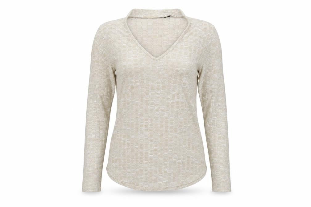 Front view of Boohoo women’s beige jumper, size UK 10