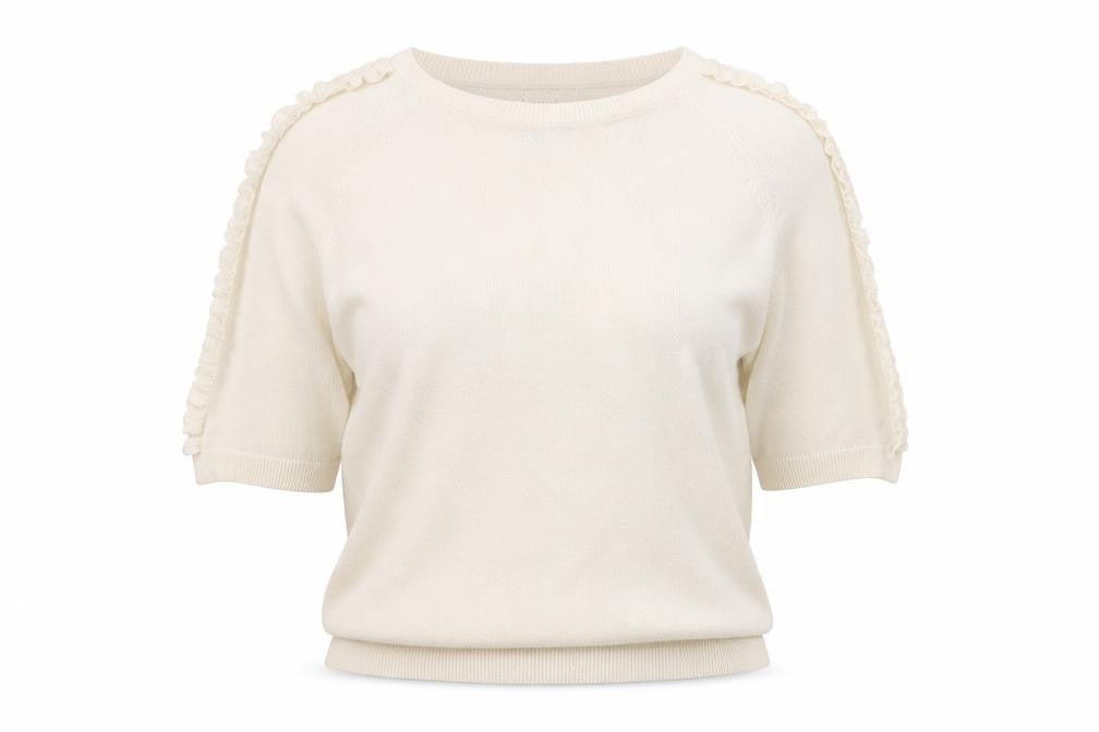 Front view of Per Una women’s ivory jumper, size UK 14