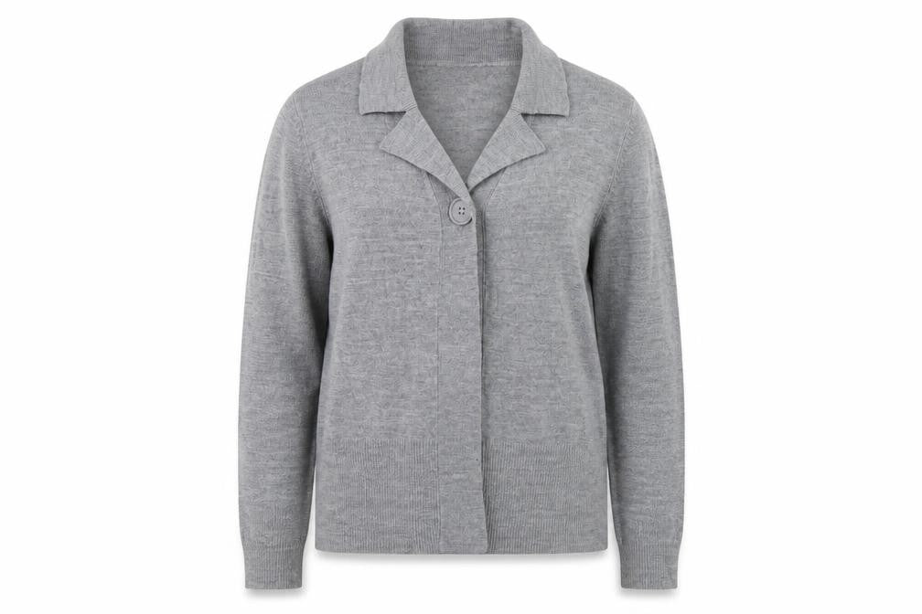 Front view of BHS women’s grey jacket, size UK 12