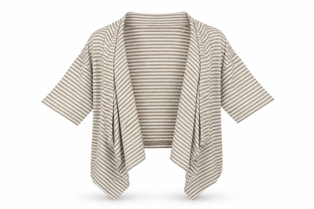 Front view of George women’s brown striped jacket, size UK 12