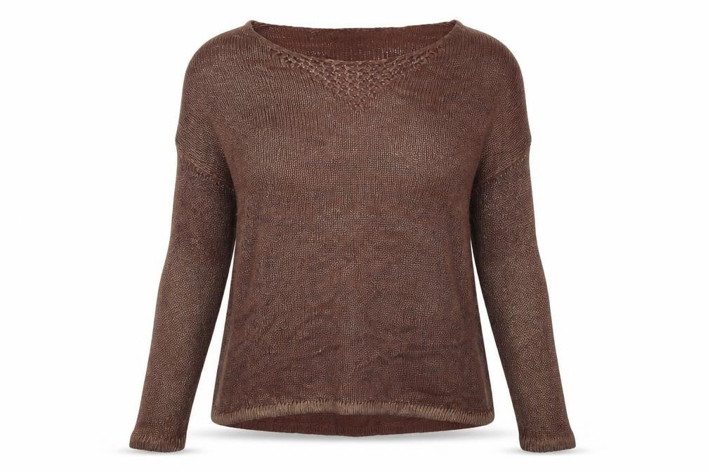 Front view of La Redoute women’s brown jumper, size UK 14