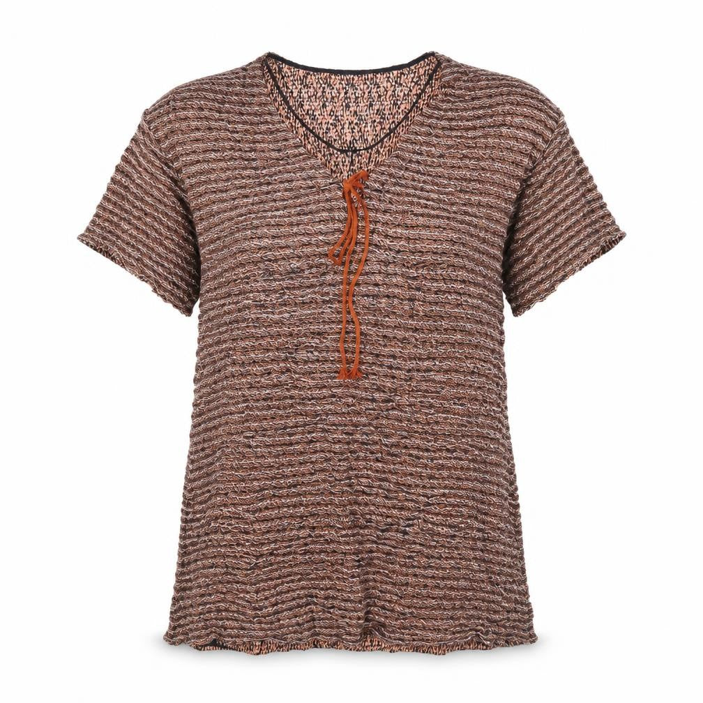 Front view of Zara women’s brown striped mini, size S