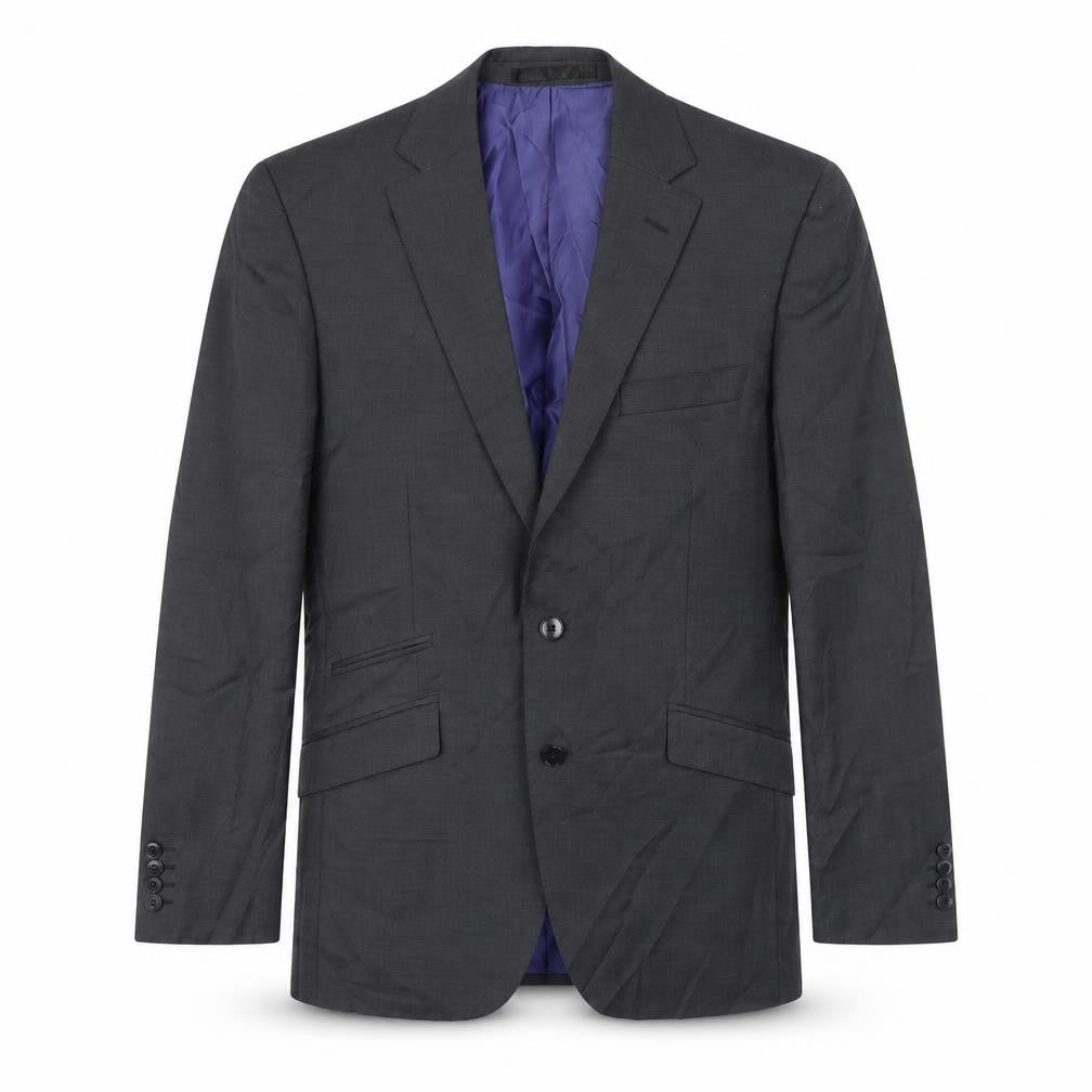 Front view of Marks & Spencer men’s grey jacket blazer, size M, - shoulder pads