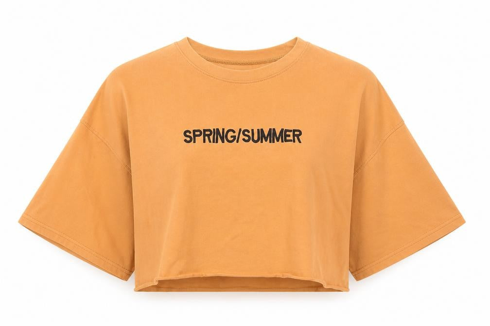 Front view of Publiv desire women’s orange basic t-shirt, size UK 8