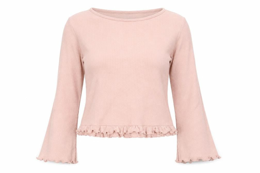 Front view of ASOS women’s pink basic t-shirt, size UK 6