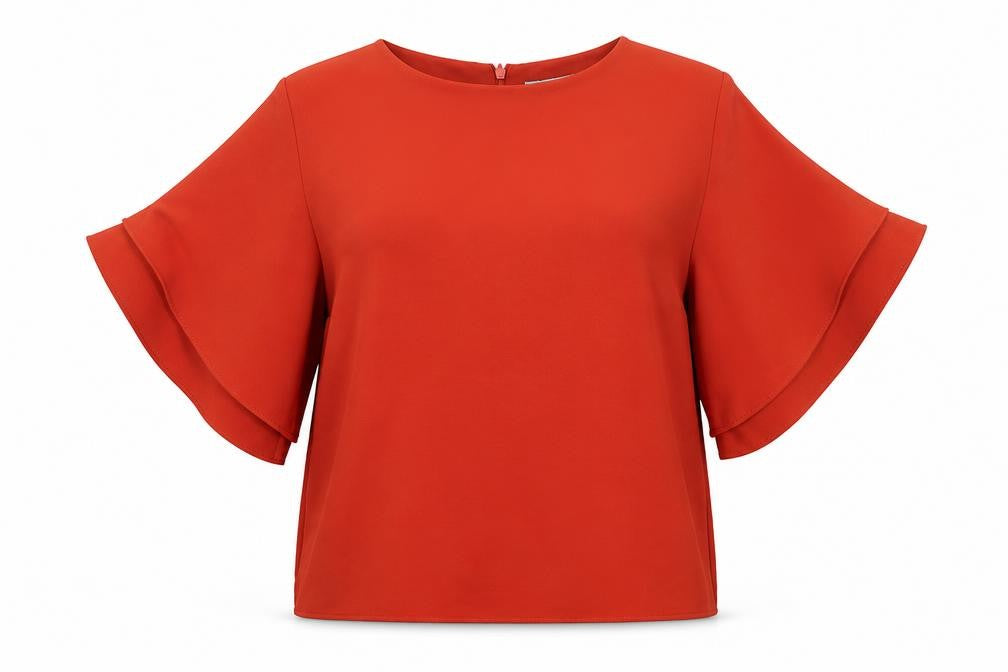 Front view of H&M women’s orange basic blouse, size UK 10
