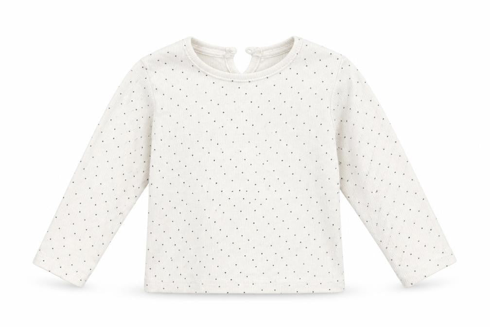 Front view of Primark Baby White Polka Dot Basic T-Shirt, size 18-24, Months