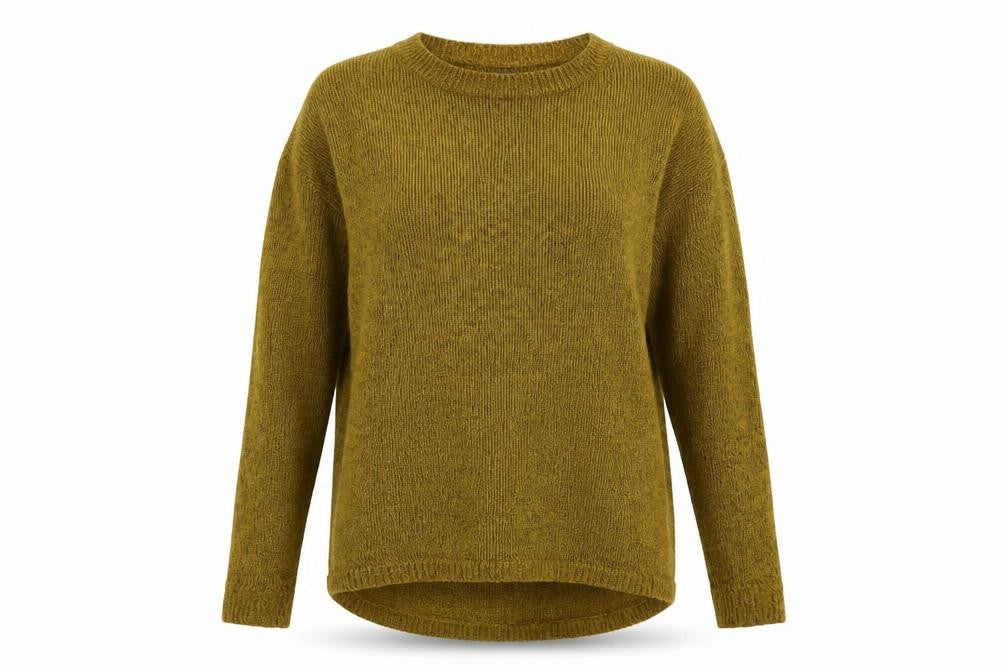 Front view of New Look women’s yellow knit jumper, size UK 6