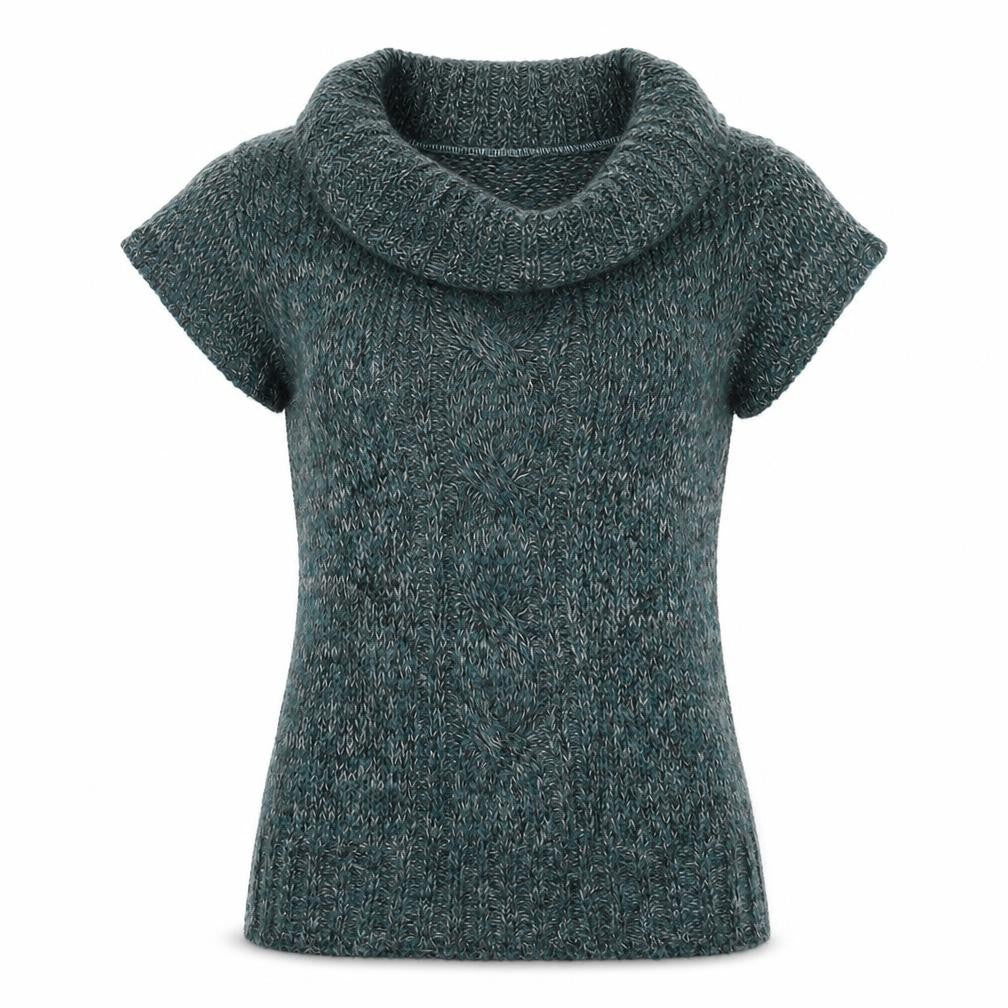 Front view of R women’s green knit jumper, size M