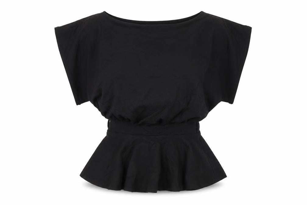 Front view of New Look women’s black basic blouse, size UK 8