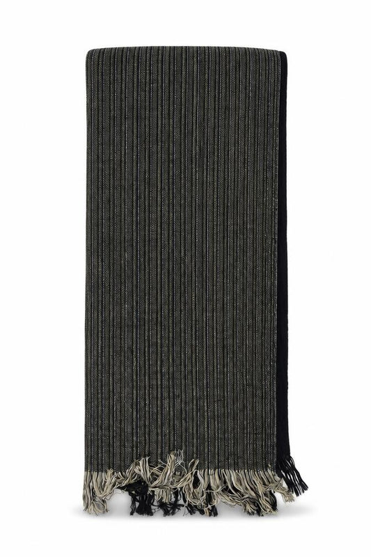 Front view of Preworn women’s black herringbone shawl/wrap