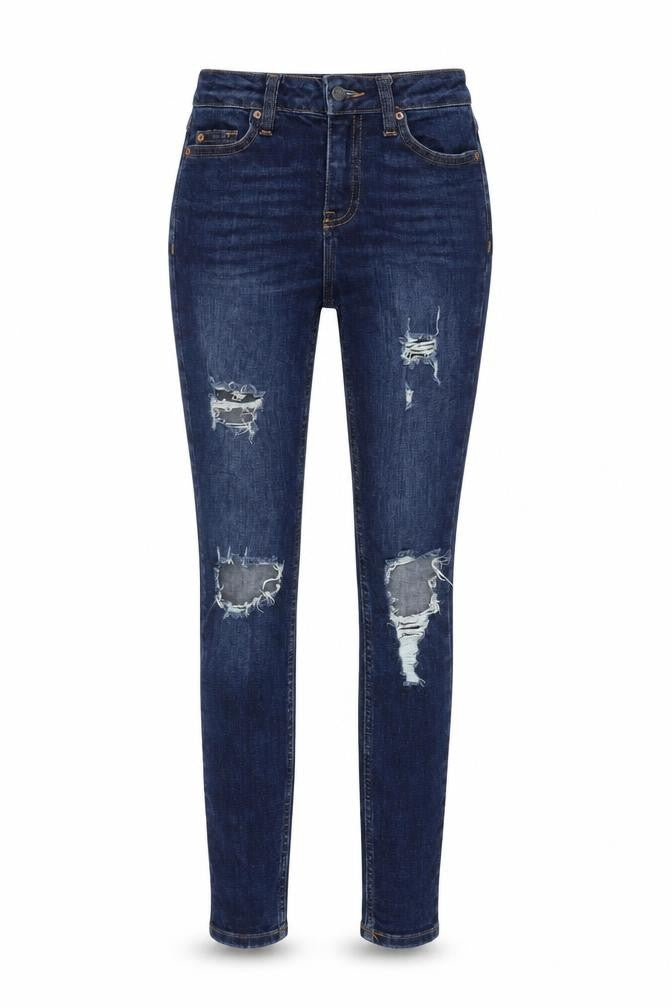 Denim & Co. Womens Blue  Denim Straight Jeans Size 4 L28 in