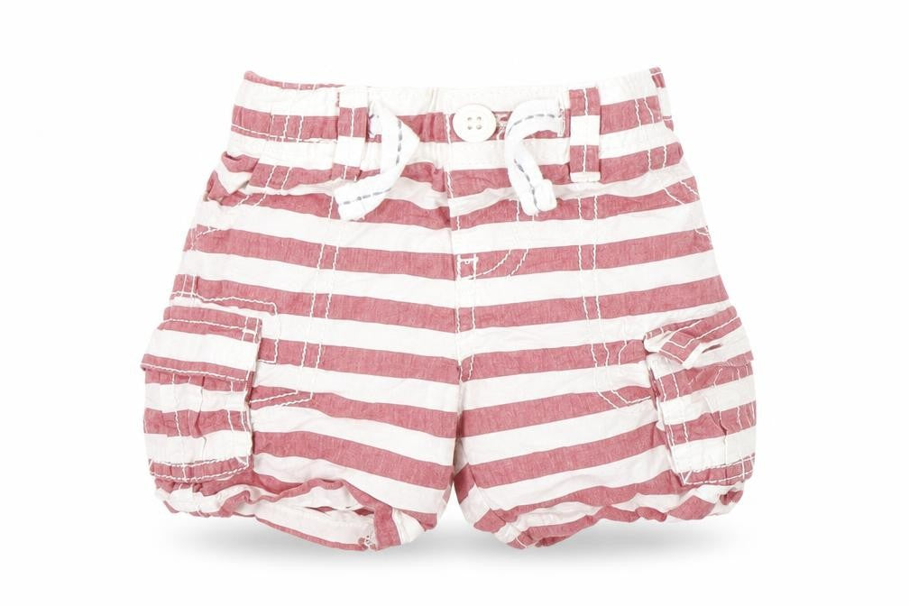 Nutmeg Baby Red Striped Denim Cropped Jeans Size 3-6 Months  - tie up