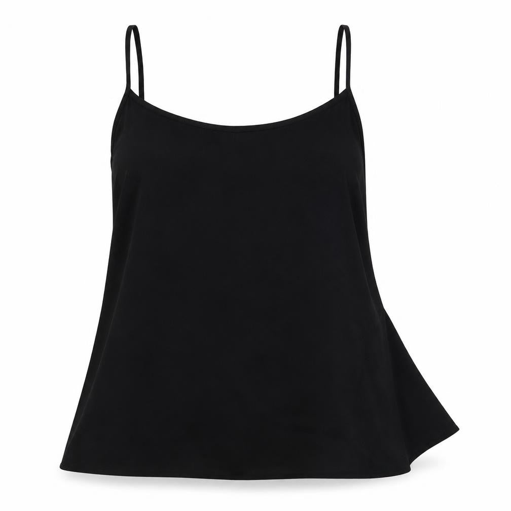 Front view of New Look women’s black mesh basic blouse, size UK 10
