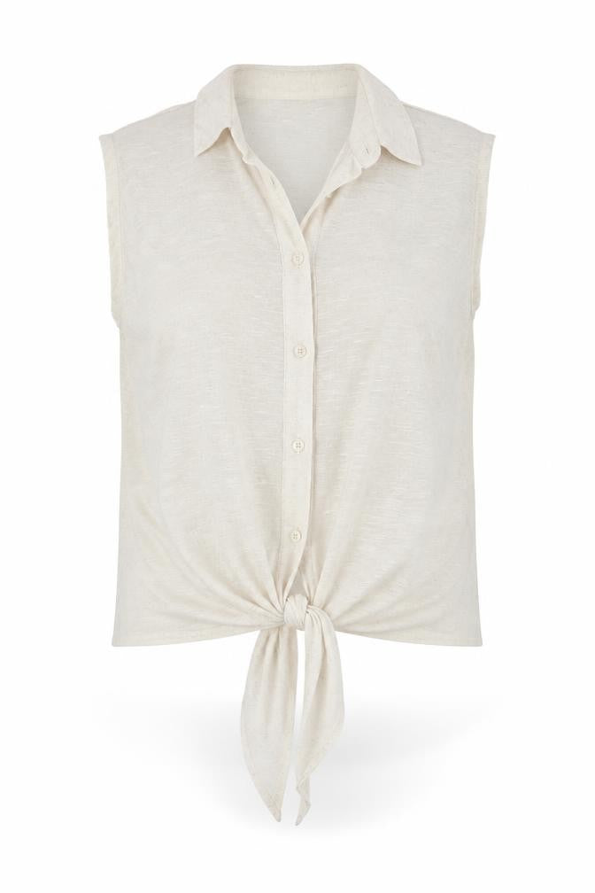 Front view of New Look women’s white basic button-up, size UK 10