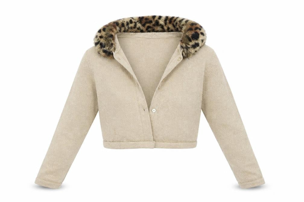Front view of Lands' End girls’ gold jacket coat, size M