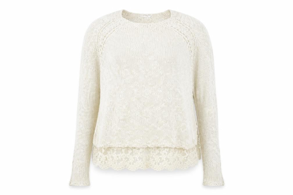 Front view of Vouley Vous women’s beige jumper, size M