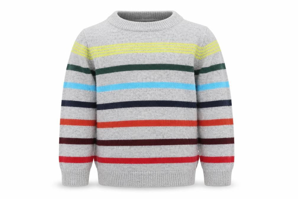 Front view of Gap girls’ grey striped jumper, size 3, years