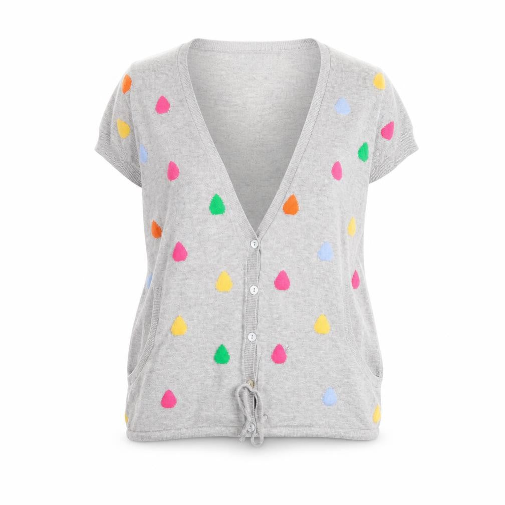 Front view of Zuiki women’s grey cardigan jumper, size S