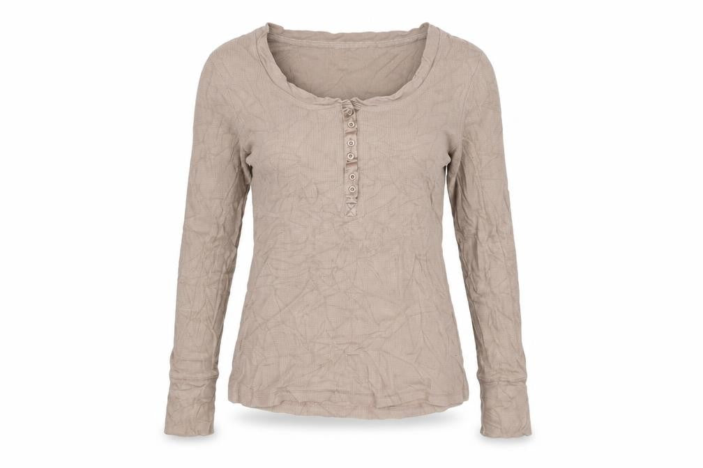 Front view of Alfani women’s brown basic t-shirt, size L
